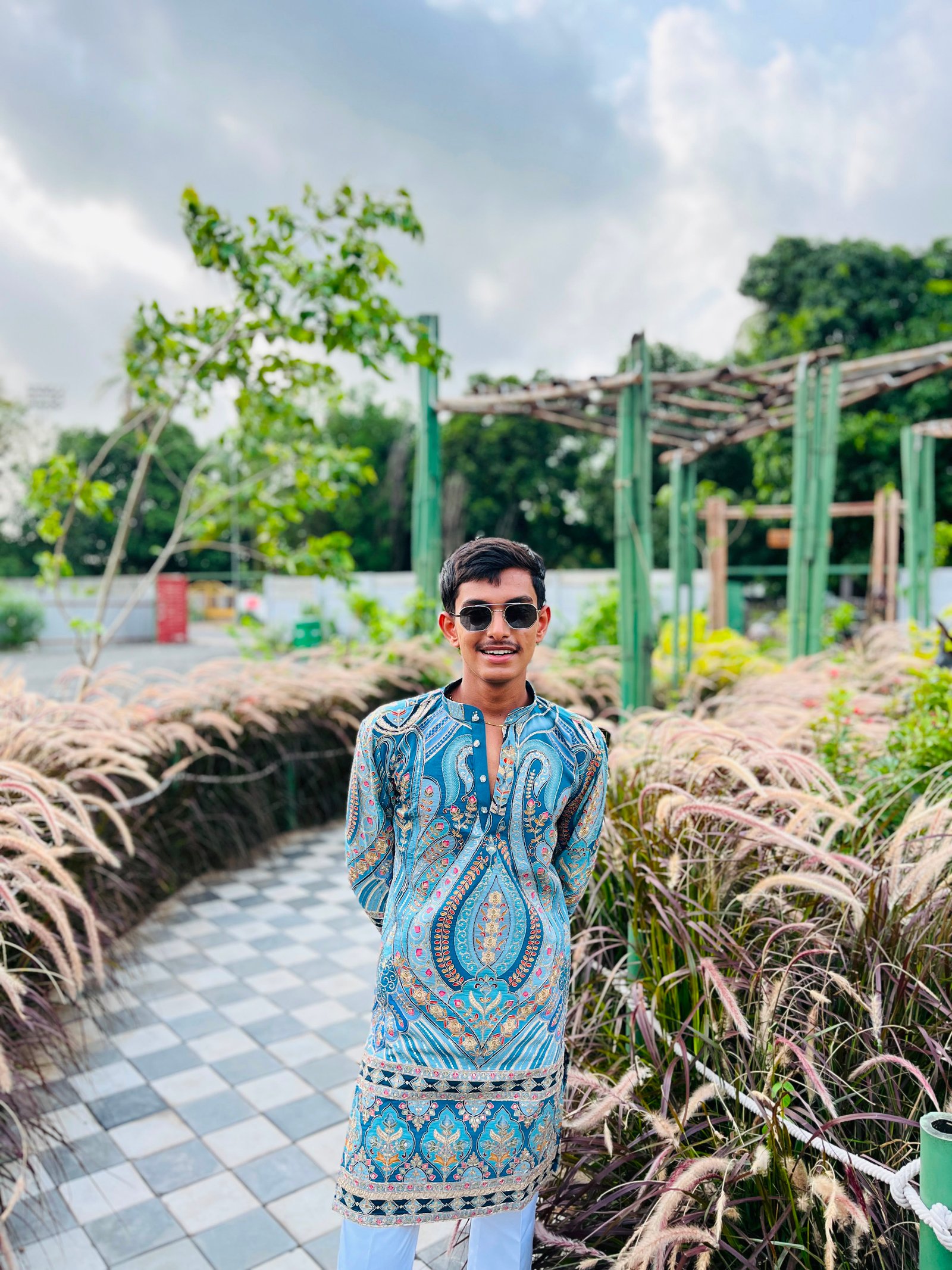 Traditional Position Print Navratri Kurta