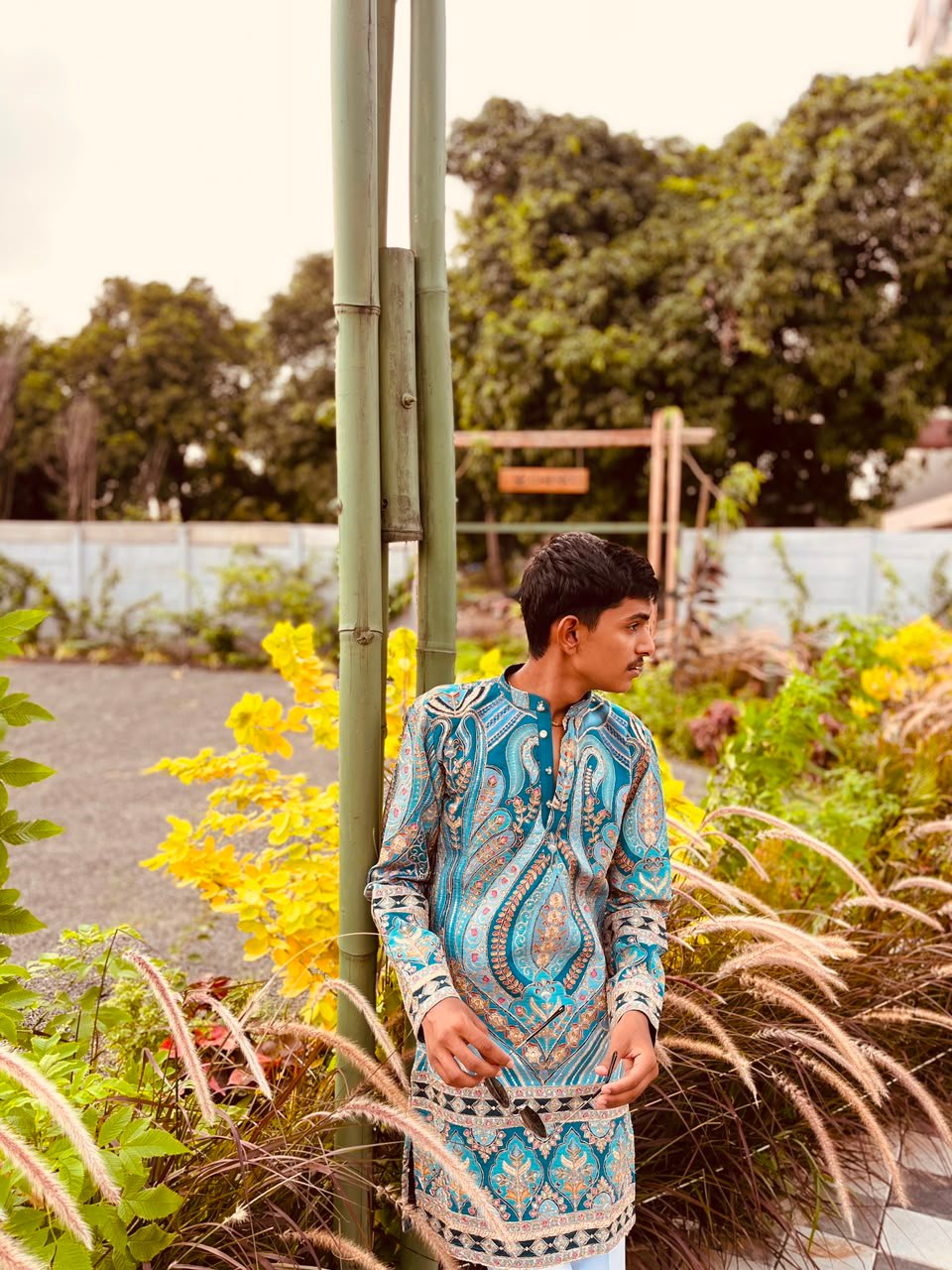 Traditional Position Print Navratri Kurta