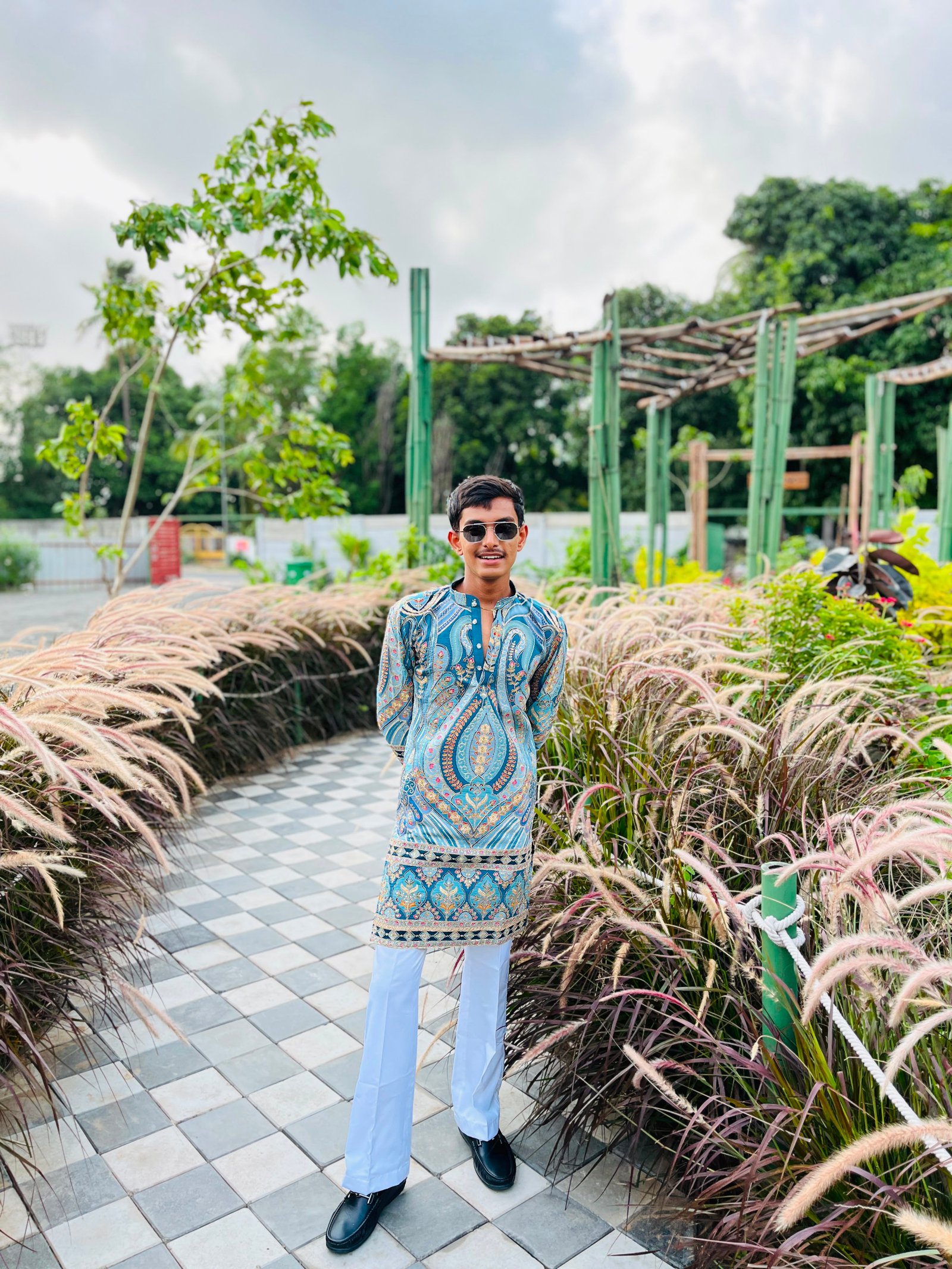 Traditional Position Print Navratri Kurta
