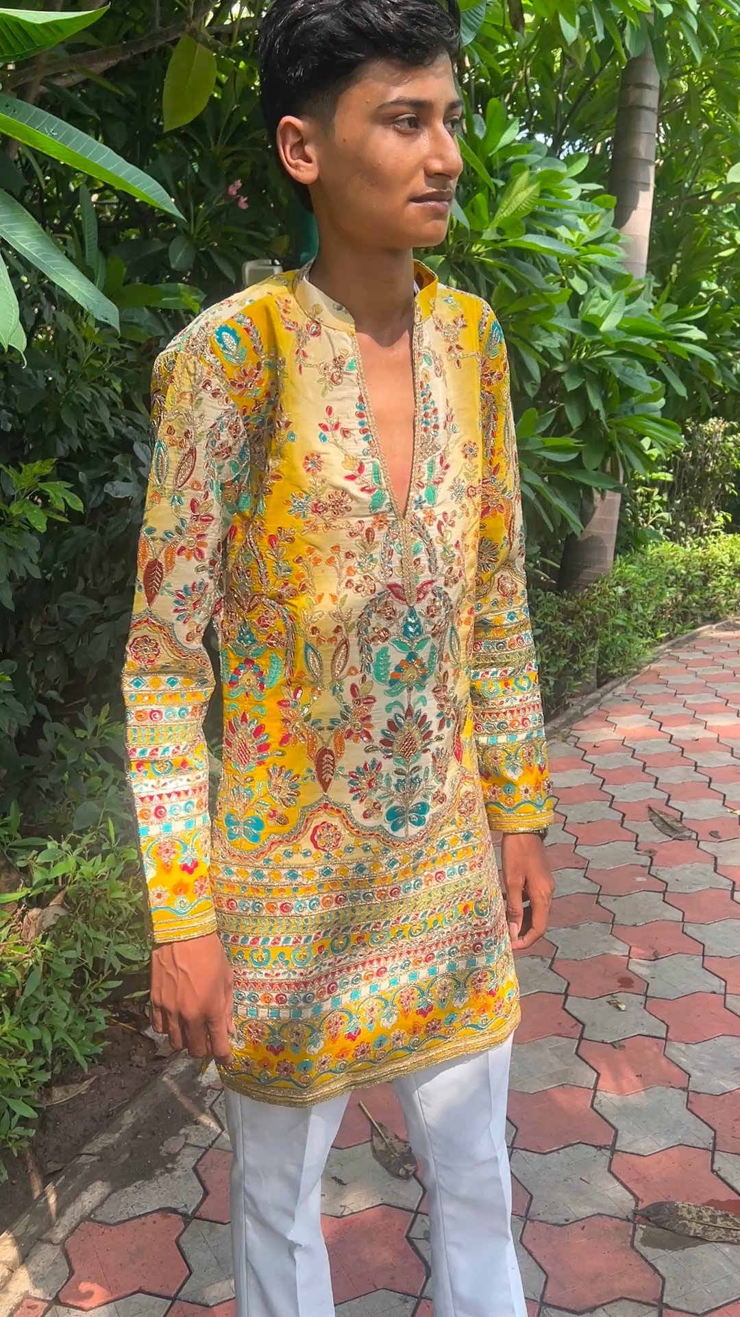Men's Premium Multicolor Position Print Kurta