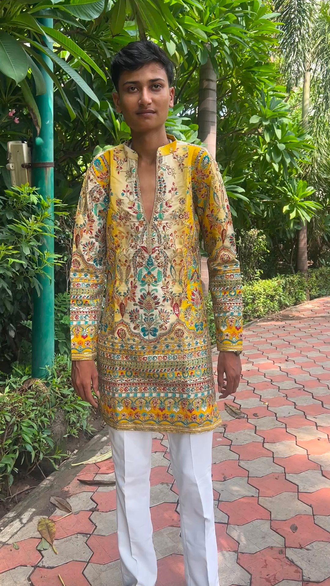 Men's Premium Multicolor Position Print Kurta