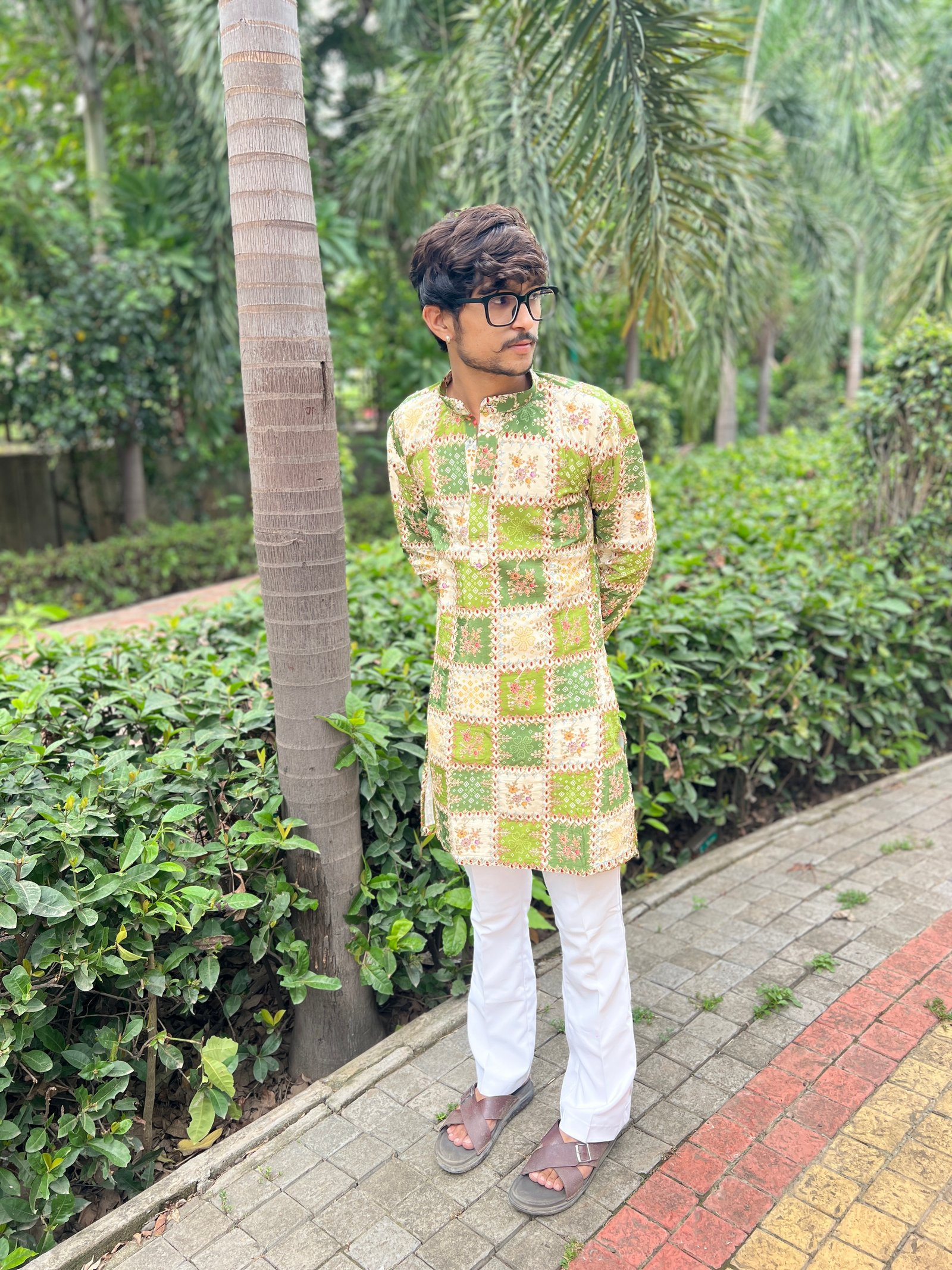 Vintage Square Print Kurta