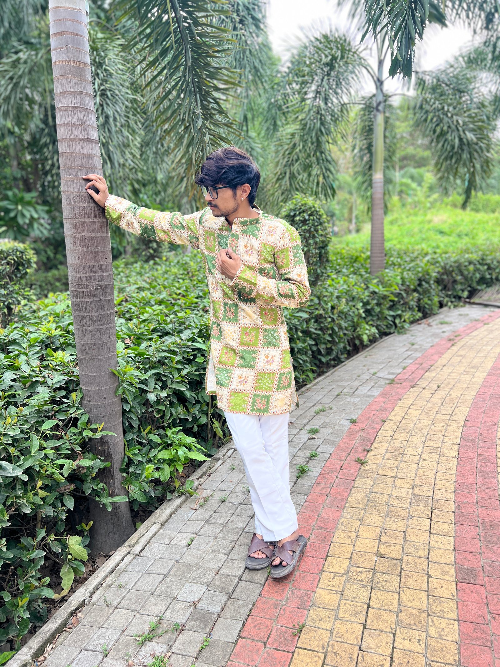 Vintage Square Print Kurta